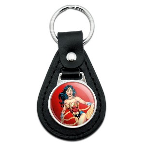 Wonder Woman Character Black Leather Keychain - 1 of 4