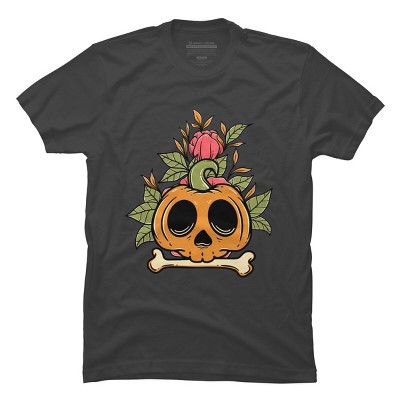 Men's Design By Humans Halloween with Rose Illustration By rukurustudio T-Shirt
