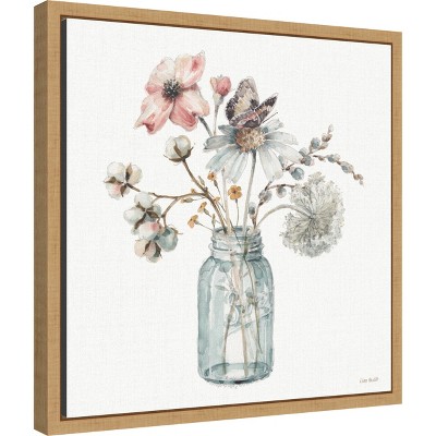 16" x 16" Sylvie Maple Framed Watercolor Floral Canvas Art