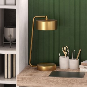 Hudson and Canal 18.5" Tall Integrated Table Lamp with Metal Shade Brass (Includes LED Light Bulb): Mid-Century Modern, UL Listed - 1 of 4