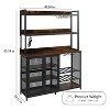 Coffee Bar Cabinet With Power Outlet, Industrial Buffet Cabinet With LED Strip And Glass Holder, 3-Tiers Wine Cabinet Bar For Home Dining Room Kitchen - 2 of 4