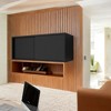 Alilang 31.90 Inch Compact Wall-Mounted Storage Cabinet with Sliding Doors-Black - 2 of 4