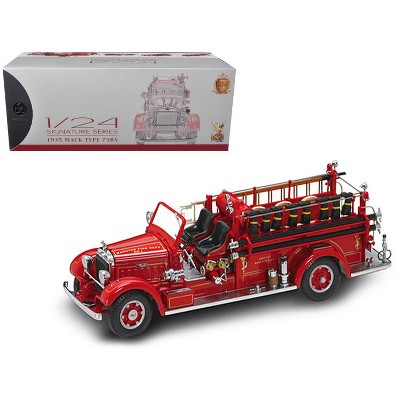 1935 Mack Type 75BX Fire Engine Truck Red with Accessories 1/24 Diecast Model by Road Signature