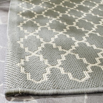 Anthracite & Beige 4' Square Synthetic Easy-Care Outdoor Rug