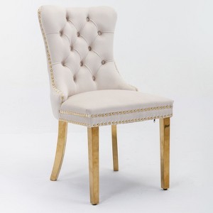 NicBex Set of 2 Dining Chair Modern Tufted Chairs with Steel Legs Upholstered Velvet Fabric Dining Room Armless Chair Lounge - 1 of 4
