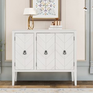 Accent Storage Cabinet MDF Storage Chest With Adjustable Shelf 3 Doors Kitchen Buffet Sideboard Entryway Console Table - 1 of 4
