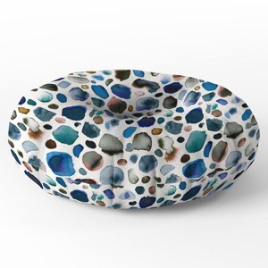 Ninola Design Watercolor Stains Blue Gold Floor Pillow - Deny Desings - 1 of 4