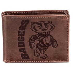 Evergreen NCAA Wisconsin Badgers Brown Leather Bifold Wallet Officially Licensed with Gift Box - 1 of 1