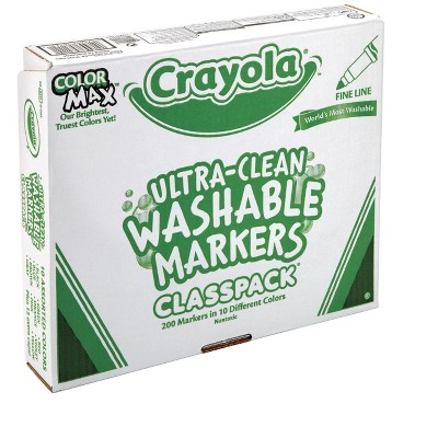 Crayola Washable Marker Classroom Set, Fine Tip, 10 Assorted Colors, set of 200