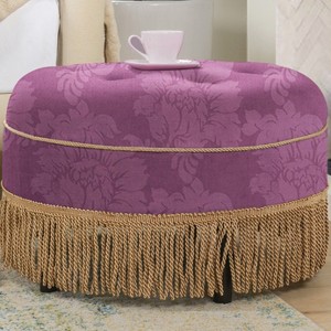 CAVINAS 24" Round Ottoman, Upholstered Vanity Chair Stool with Sturdy Frame and Tassel, Entryway Bench for Living Room, Bedroom - 1 of 4