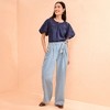 Lands' End Women's High Ridge Twill Pull On Pleated Wide Leg Pants - 4 of 4