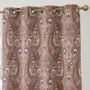 HLC.ME Paris Paisley Decorative Print Damask Pattern Light Reducing Grommet Window Curtain Panels for Bedroom, Set of 2 - 1 of 4