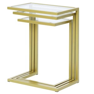 Carolina Living Emil Nesting Table Set Gold: Clear Tempered Glass, Metal Frame, No Assembly Required - 1 of 4