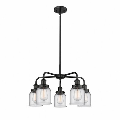 Bell - 5 Light Stem Hung Chandelier In Art Deco Style-14.75 Inches Tall and 23 Inches Wide