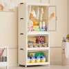 AENKYO Portable Wardrobe Closet for Kids, 4-Cube Storage Organizer with Magnetic Doors & 10 Hangers, White Kids/Baby Wardrobe Cabinet - 2 of 4