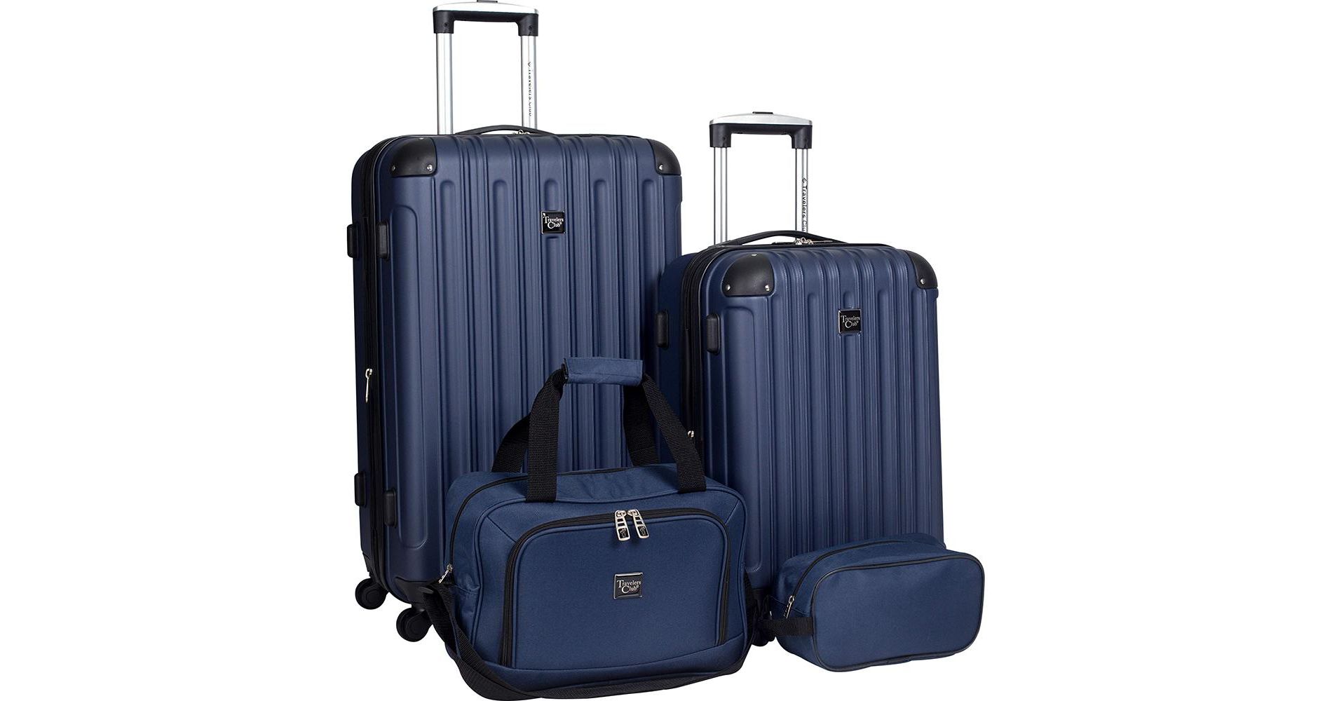 Travelers Club Midtown Hardside 4-Piece Luggage Travel Set, Navy Blue