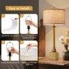 GTCLIGHTING 34.5" Gold Table Lamps for Living Room,Retro Bedside Lamps with Fabric Shade for Bedroom Nightstand,Rotary Switch - 3 of 4