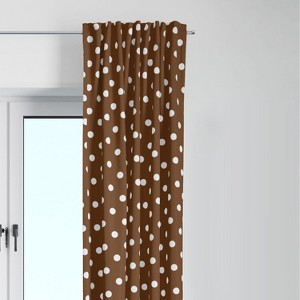 Bacati - Dots Chocolate Cotton Printed Single Window Curtain Panel - 1 of 4