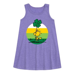 - Peanuts - Woodstock Shamrock Graphic Sleeveless Aline Dress - 1 of 4