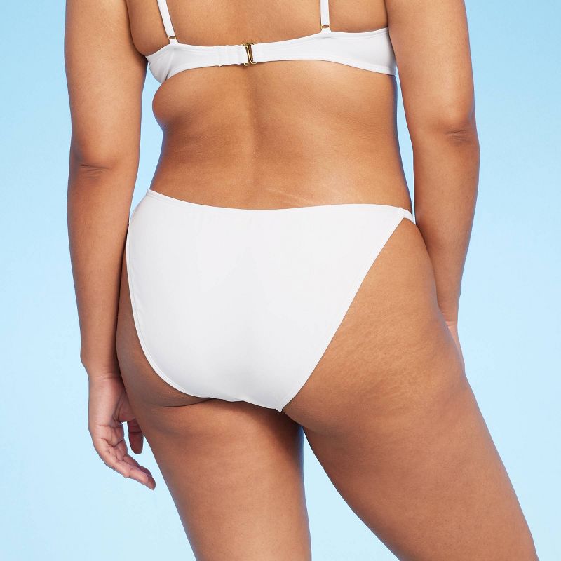 Women's High Leg Cheeky Side Tab Bikini Bottom - Wild Fable™ White, 6 of 7