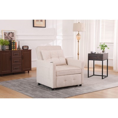 NicBex 3-in-1 Convertible Sleeper Chair,Modern Folding Sofa Bed with Side Pocket,Comfortable Couches with USB Port for Living Room,Gray/Beige/Blue