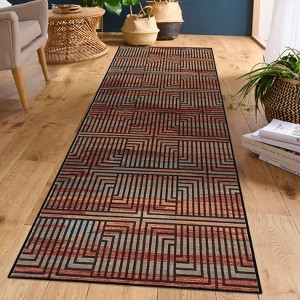 Washable Area Rug Soft Rugs for Living Room Modern Striped Non Slip Rug Geometric Checkered Foldable Print Mat - 1 of 4