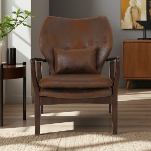 32.75" Fabric Mid-Century Modern Club Chair with Accent Pillow - 1 of 4