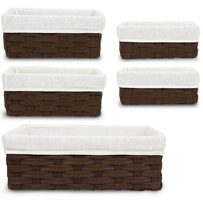 Juvale Wicker Basket, Decorative Storage Baskets (Brown, 5 Piece Set)