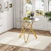 Lirago Round Dining Table for 4 Tempered Glass Top Space Saving Kitchen Table Gold 30.6"H x 35.4"D x 35.4"W - 2 of 4