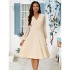Seta T Women's V Neck Wrap Swiss Dots Semi-Sheer Lantern Long Sleeves Midi Swing Dresses - 2 of 4