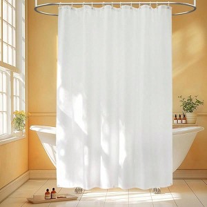 Tall Waterproof Fabric Shower Curtain Liner 108 Inch Length Washable Cloth with 3 Large Magnets 72x108 Long Lightweight - 1 of 4