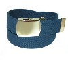 CTM Kids' Cotton Adjustable Belt with Brass Military Buckle - 3 of 4