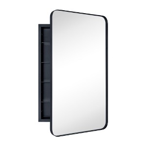 TEHOME Rounded Rectangular Metal Framed Recessed Bathroom Medicine Cabinet with Mirror - 1 of 4