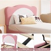 Twin Upholstered Bed Frame with Panda-Shaped Headboard, Berber Fleece Platform Bed for Girls & Boys,Pink/White - 4 of 4
