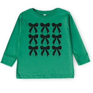 The Juniper Shop Coquette Black Bows Collage Distressed Toddler Long Sleeve Tee - 1 of 4