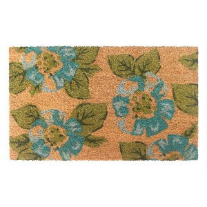 RugSmith Multi Machine Tufted Blue Flowers Doormat - 1 of 4