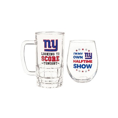 New York Giants, Stemless 17OZ Wine & Beer 16 OZ  Gift Set
