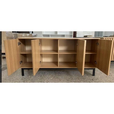 GAOMON Sideboard Buffet Cabinet with Fluted Doors, Wooden Storage Cabinet with Adjustable Shelf,Natural Oak