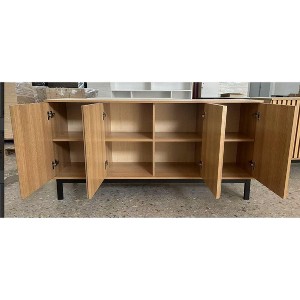 GAOMON Sideboard Buffet Cabinet with Fluted Doors, Wooden Storage Cabinet with Adjustable Shelf,Natural Oak - 1 of 1