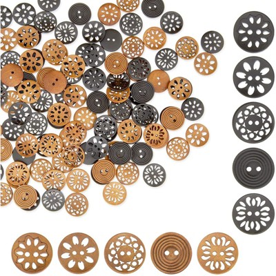 Bright Creations 120 Pieces Wooden Buttons for Crafts and Sewing, 5 Designs (0.98 in)