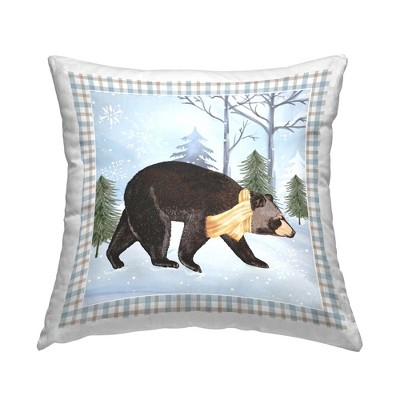 Stupell Industries Snowy Bear Blue Tartan Border