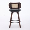 PAGED Bar Stools Set of 2 Modern Swivel PU Leather Counter Stools with Wooden Back and Legs Modern Counter Height Bar Stools for Bar, Kitchen - 2 of 4
