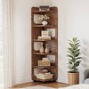 Resenkos Wooden Corner Display Shelf, 5-Tier Storage for Living Room, Brown, Space-Saving Solution, Brown - 2 of 4