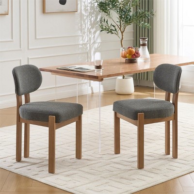 Upholstered Wood Dining Chairs Set of 2,Modern Fabric Padded Seat Kitchen Side Chairs with Rubberwood Frame–The Pop Home