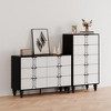 Modern Wooden 5 Drawer Dresser with Vintage Pattern Design, Tall Dresser with Deep Drawers - 3 of 4