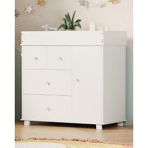 Baby Changing Table Dresser with 5 Drawers, Modern Nursery Dresser with an Open Storage Space, Diaper Changing Station for Bedroom, Baby Room - 1 of 4