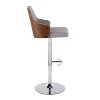 LumiSource Set of 2 Stella Adjustable Swivel Barstools Chrome/Walnut Wood/Light Gray - 3 of 4