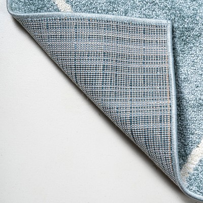 Light Blue and White Diamond Trellis Synthetic Area Rug - 2x10 Feet