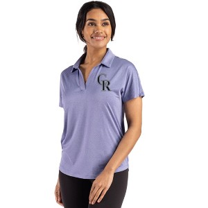 Colorado Rockies Cutter & Buck Coastline Epic Comfort Recycled Womens Dolman Polo - Hyacinth - Small - 1 of 1