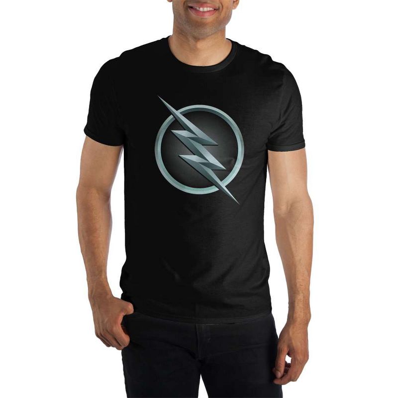 DC Comics Reverse Flash Logo Men's Black Tee T-Shirt Shirt, 1 of 2